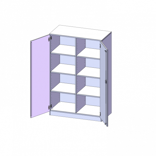 Schrank, 4 Ordnerhöhen - Serie evo180 B/H/T: 100x154x60 cm, 2 Türen, abschließbar, mit Mittelwand, mit Sockel (81 mm)