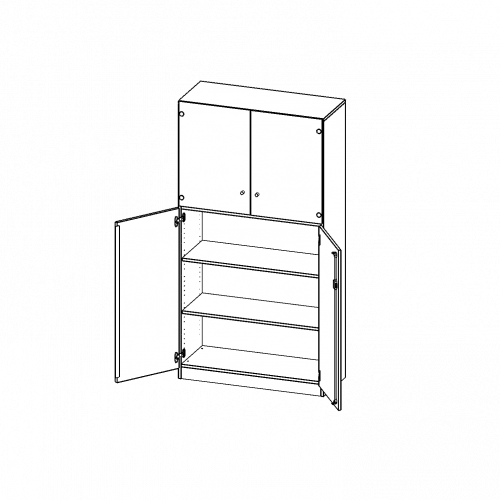 Schrank, 5 Ordnerhöhen, unten Türen (3 OH), oben Vitrinentüren (2 OH) - Serie evo180 B/H/T: 100x190x40 cm, 2 geschlossene und 2 Glastüren, abschließbar, mit Sockel (81 mm)