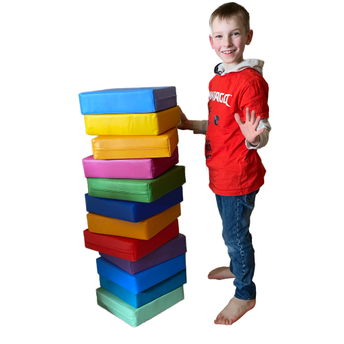 Sitzkissen, quadratisch, im 12er-Set B/H/T: 30x8x30 cm, Regenbogenfarben, Kunstlederbezug