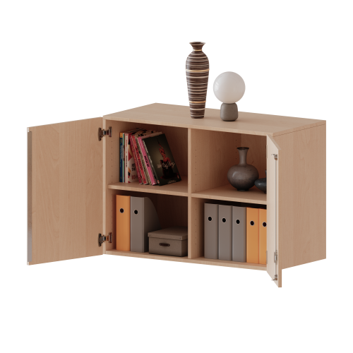 Aufsatzschrank für ErgoTray Serie, 2 Ordnerhöhen - Serie evo180 B/H/T: 104,5x72x50 cm, zwei Türen, mit Mittelwand
