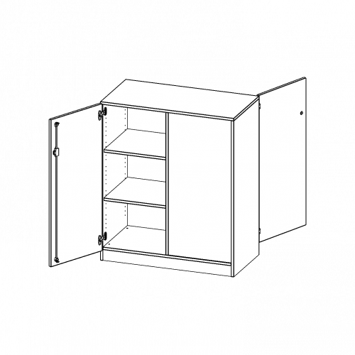 Raumteiler Schrank, 3 Ordnerhöhen - Serie evo180 B/H/T: 100x118x50 cm, 2 Türen, wechselseitig angeordnet, abschließbar, mit Sockel (81 mm)