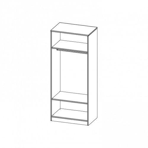 Garderobenregal,  5 Ordnerhöhen - Serie evo180 B/H/T: 80x190x50 cm, mit Garderobenstange, mit Sockel (81 mm)