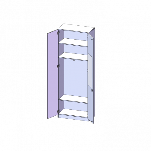 Garderobenschrank mit Spiegel und Garderobenstange, 6 Ordnerhöhen - Serie evo180 B/H/T: 80x226x50 cm, 2 Türen, abschließbar, mit Sockel (81 mm)