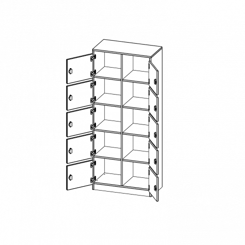 Schließfachschrank, 5 Ordnerhöhen - Serie evo180 B/H/T: 80x190x40 cm, 10 Schließfächer, mit Briefschlitz, mit Sockel (81 mm)