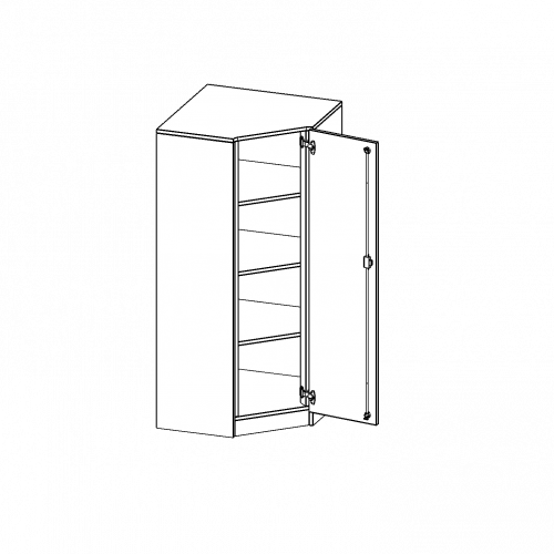 Innenecke als Schrank, 4 Ordnerhöhen - Serie evo180 B/H/T: 70x154x70 cm, Für 40 cm tiefe Schrankwände, Tür öffnet rechts, mit Sockel (81 mm)