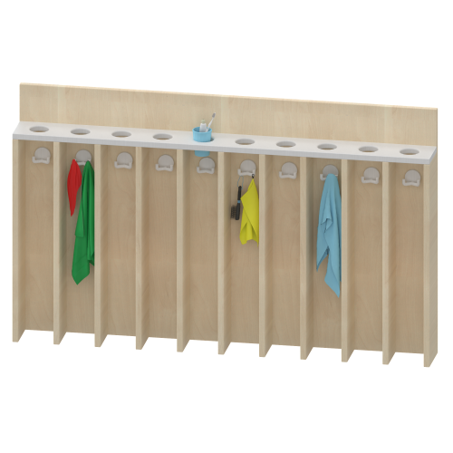 Waschraumboard mit Becherleiste und Handtuchfächern Maße B/H/T: 130,9x80x14 cm, für 10 Plätze