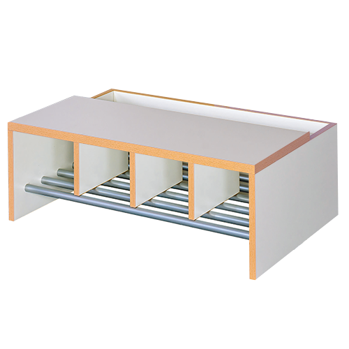 Garderobenbank mit integriertem Schuhrost und Sitztiefenverlängerung 4 Plätze, B/H/T: 80x26x52 cm