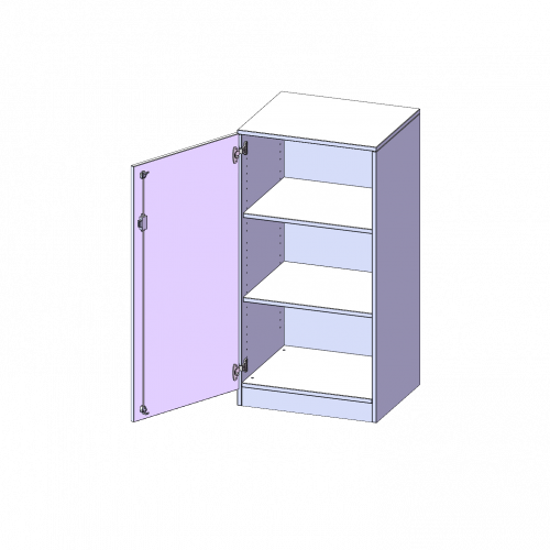 Schrank, 3 Ordnerhöhen - Serie evo180 B/H/T: 60x118x60 cm, 1 Tür, abschließbar, Tür öffnet nach links, mit Sockel (81 mm)