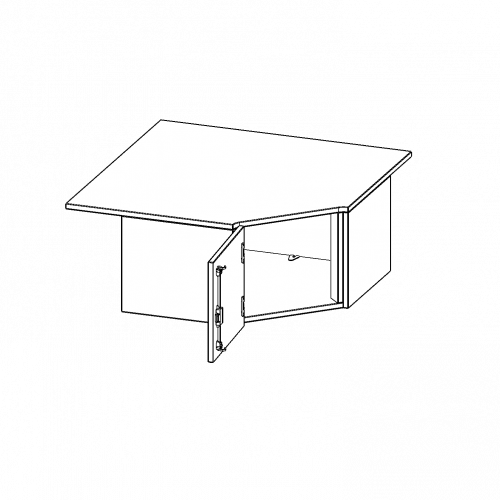 Innenecke Aufsatzschrank, 1 Ordnerhöhe - Serie evo180 B/H/T: 90x36x90 cm, Für 60 cm tiefe Schrankwände, Tür öffnet nach links