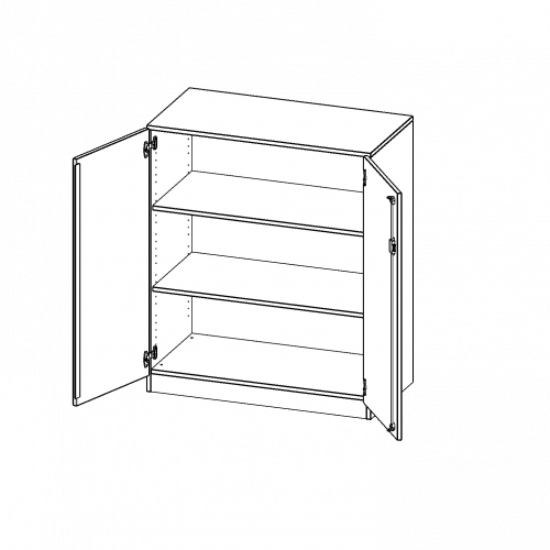 Schrank, 3 Ordnerhöhen - Serie evo180 B/H/T: 100x118x50 cm, 2 Türen, abschließbar, mit Sockel (81 mm)