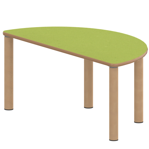 Tisch ZALOTTI mit Linoleum-Belag Halbrundtisch, B/H/T: 120x41x60 cm, Massivholzbeine Ø 60 mm, Fußvariante: Stellfuß