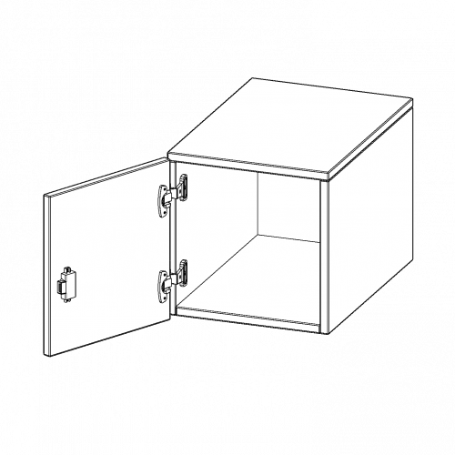 Aufsatzschrank für ErgoTray Serie, 1 Ordnerhöhe - Serie evo180 B/H/T: 36,1x36x60 cm, 1 Tür, Tür öffnet links