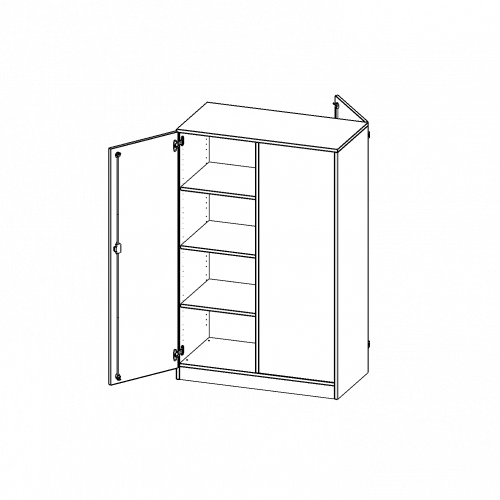 Raumteiler Schrank, 4 Ordnerhöhen - Serie evo180 B/H/T: 100x154x50 cm, 2 Türen, wechselseitig angeordnet, abschließbar, mit Sockel (81 mm)