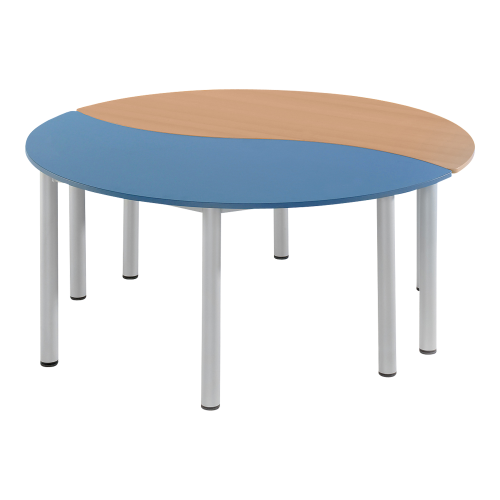 „halbrunder Wellentisch“ SoooRounD Basic II, mit Vollkernplatte B/H/T: 160x58-72x80 cm, Ausführung: höhenverstellbar, fahrbar; Farben wählbar