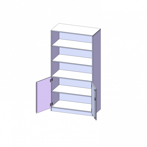 Schrank, 5 Ordnerhöhen, Türen unten (2 OH), oben 3 offene Fächer - Serie evo180 B/H/T: 100x190x50 cm, 2 Türen, abschließbar, mit Sockel (81 mm)