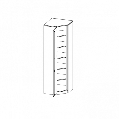 Innenecke als Schrank, 6 Ordnerhöhen - Serie evo180 B/H/T: 90x226x90 cm, Für 60 cm tiefe Schrankwände, Tür öffnet links, mit Sockel (81 mm)