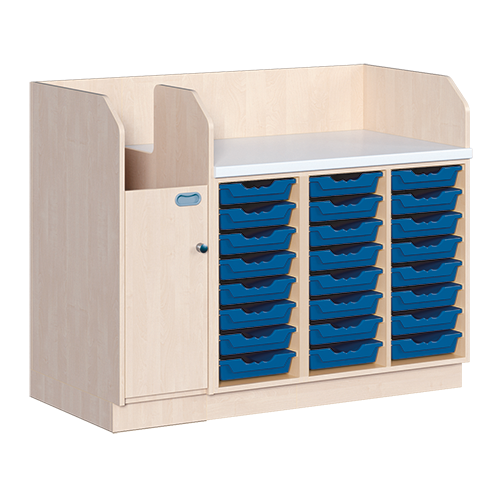 Wickelkommode, vierreihig B/H/T: 143x113x91,5 cm, Integrierter Aufgang links, 24 Boxen rechts