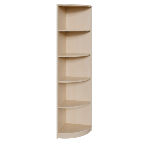Korpus-Eckregal mit festen Fächern B/H/T: 40x180x40 cm, Böden im Radius 40 cm, mit 5 Fächern zwischen festen Zwischenböden