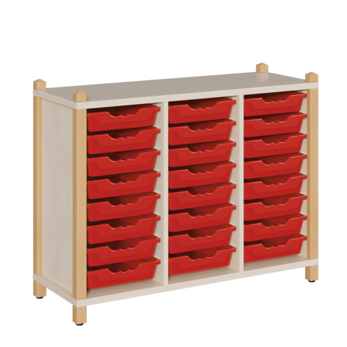 Regal mit ErgoTray-Boxen in Stollenbauweise B/H/T: 109x80x40 cm, 24 flache ErgoTray-Boxen