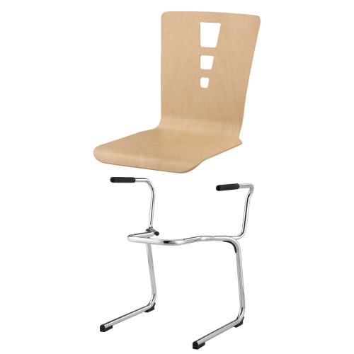Stapelstuhl mit Schale "Paris" und Chromgestell Sitzhöhe: 46 cm, Sitzschale Paris mit Gestell "Detroit AL" mit Armlehnen, verchromt