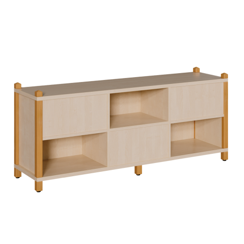 Stollen-Raumteilerregal, wechselseitig offen B/H/T: 156x60x40 cm, mit 2 Mittelwänden, 6 Fächer wechselseitig offen