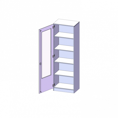 Schrank mit verglasten Türen, 5 Ordnerhöhen - Serie evo180 B/H/T: 60x190x40 cm, 1 Tür mit Glaseinsatz, abschließbar, Tür öffnet nach links, mit Sockel (81 mm)