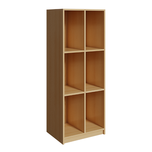 Schultaschenregal mit 6 Fächern B/H/T: 62x160x45 cm, 2reihig mit 3 Fächern übereinander