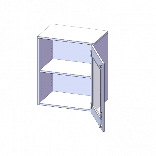 Aufsatzschrank, 2 Ordnerhöhen - Serie evo180 B/H/T: 60x72x40 cm, 1 Tür mit Glaseinsatz, abschließbar, Tür öffnet nach rechts