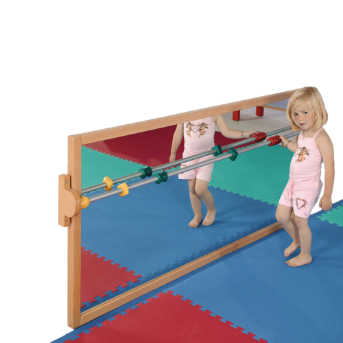 Lauflernspiegel B/H/T: 160x80x4 cm, Sicherheitsspiegel mit Massivholz-Buche-Rahmen