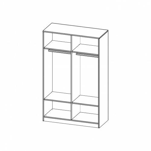 Garderobenregal,  5 Ordnerhöhen - Serie evo180 B/H/T: 120x190x50 cm, mit Mittelwand, 2 Garderobenstangen, mit Sockel (81 mm)