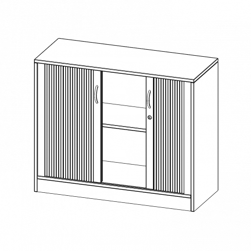 Schrank mit Rollo, 2 Ordnerhöhen - Serie evo180 B/H/T: 100x82x40 cm, Querrollladen, abschließbar, mit Sockel (81 mm)