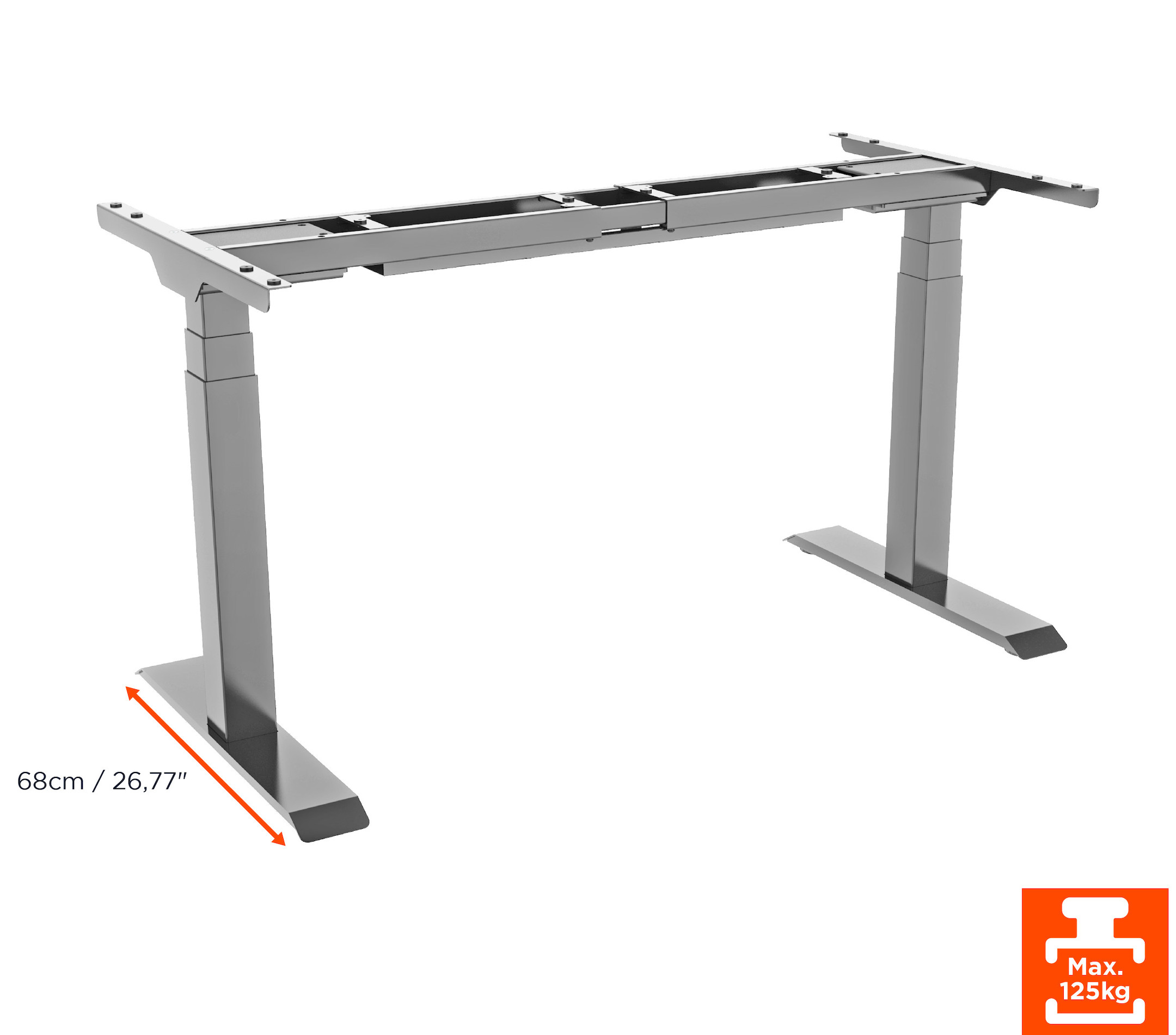 celexon elektrisch höhenverstellbarer Schreibtisch Professional eAdjust-58123 - grau, inkl. HPL Tischplatte 150 x 75 cm