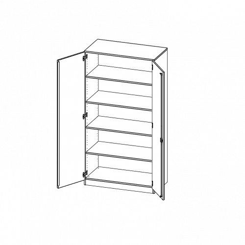 Schrank, 5 Ordnerhöhen - Serie evo180 B/H/T: 100x190x50 cm, 2 Türen, abschließbar, mit Sockel (81 mm)