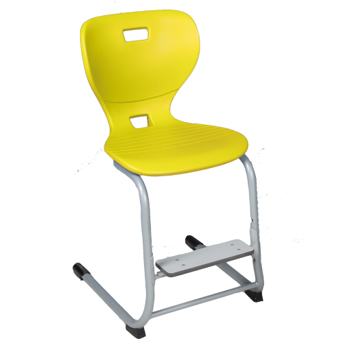 Ergostar Step! Schulstuhl mit verstellbarer Fußraste Sitzfläche Groß und Sitzschalenfarbe Dunkelgrau