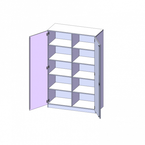 Schrank, 5 Ordnerhöhen - Serie evo180 B/H/T: 120x190x50 cm, 2 Türen, abschließbar, mit Mittelwand, mit Sockel (81 mm)