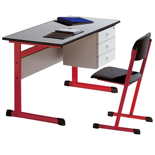 Lehrertisch mit PU Kante, Unterbau mit Schub B/H: 130x65 cm, ohne Schloß