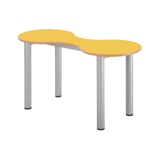 Kleeblatt Zweiertisch Schülertisch mit Melaminplatte, höhenverstellbar Feststehend, B/T 118 x 49 cm, Höhenverstellbar 58-72 cm, Dekor Buche, Melaminplatte