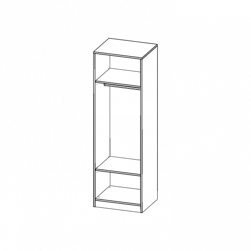 Garderobenregal,  5 Ordnerhöhen - Serie evo180 B/H/T: 60x190x50 cm, mit Garderobenstange, mit Sockel (81 mm)