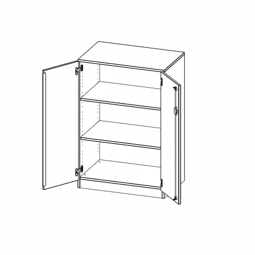 Schrank, 3 Ordnerhöhen - Serie evo180 B/H/T: 80x118x40 cm, 2 Türen, abschließbar, mit Sockel (81 mm)