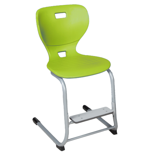 Ergostar Step! Schulstuhl mit verstellbarer Fußraste Sitzfläche Groß und Sitzschalenfarbe Limonengrün
