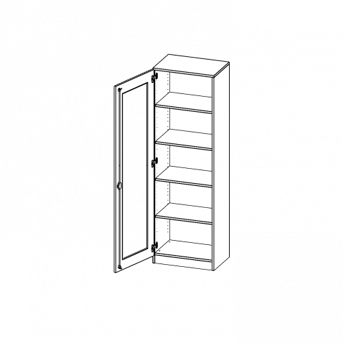 Schrank mit verglasten Türen, 5 Ordnerhöhen - Serie evo180 B/H/T: 60x190x40 cm, Tür mit Glaseinsatz, Vollausschnitt, abschließbar, Tür öffnet nach links, mit Sockel (81 mm)