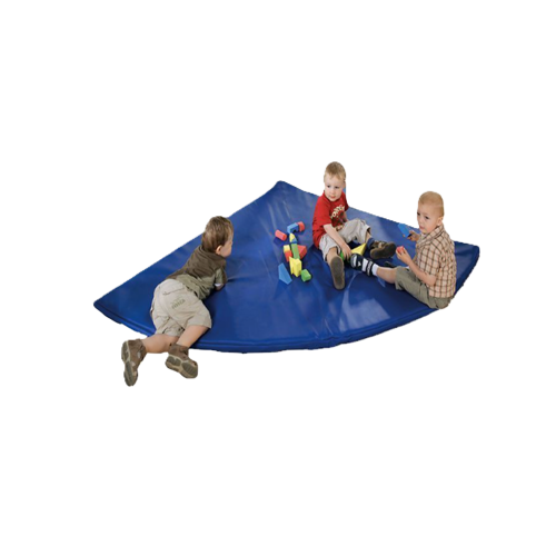 Viertelkreisbodenmatte mit abwischbarem Kunstlederbezug,  Schenkellängen 160 cm, für Gesamt-Dm. 320 cm, Mattenstärke 4 cm