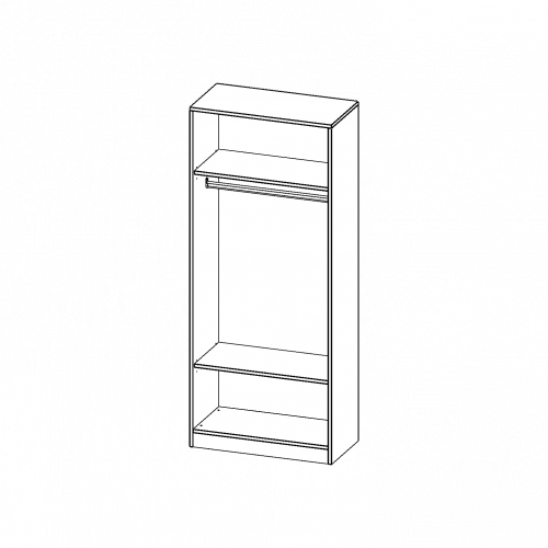 Garderobenregal,  5 Ordnerhöhen - Serie evo180 B/H/T: 80x190x40 cm, mit Garderobenstange, mit Sockel (81 mm)