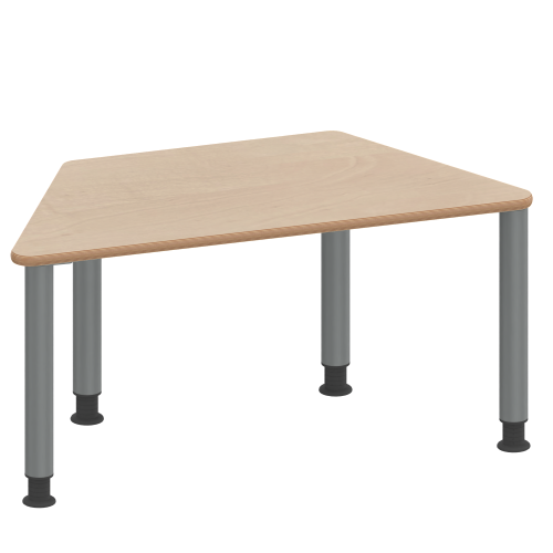 Tisch ZALOTTI mit Schichtstoff-Belag Trapeztisch, B/H/T: 120x41x60 cm, Stahlrohrbeine Ø 60 mm, Fußvariante: höhenverstellbar (41/55 cm), Tischbeine mit RAL-Farbe 9006 (weißaluminium)