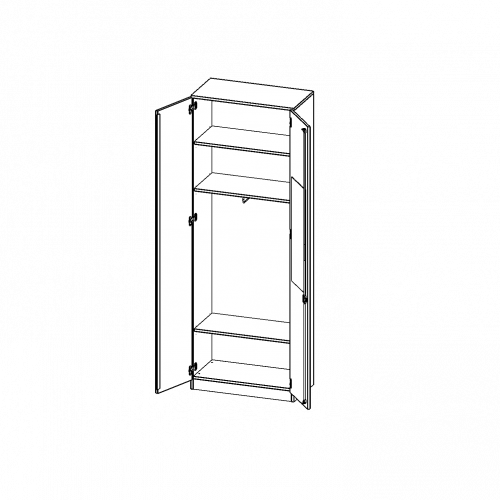 Garderobenschrank mit Spiegel und Garderobenstange, 6 Ordnerhöhen - Serie evo180 B/H/T: 80x226x50 cm, 2 Türen, abschließbar, mit Sockel (81 mm)