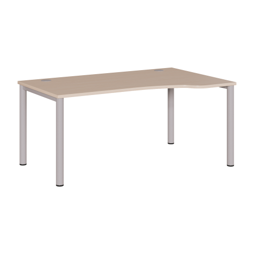 Freiform Schreibtisch FF4 mit Rundrohrgestell B/H/T: 160x72-86x80/100 cm, höhenverstellbar, Ecke rechts,Dekore und RAL-Farben sind wählbar