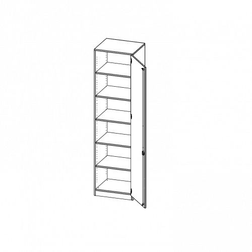 Schrank, 6 Ordnerhöhen - Serie evo180 B/H/T: 60x226x40 cm, 1 Tür, abschließbar, Tür öffnet nach rechts, mit Sockel (81 mm)