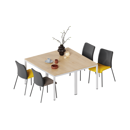 Tisch melaminharzbeschichtet mit Vierfußgestell B/T: 160x80 cm, Rechtecktisch mit Standfüssen aus Rechteckrohr 30x30x2 mm