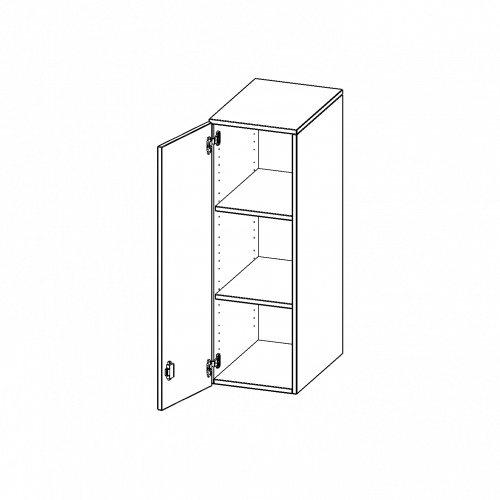 Aufsatzschrank für ErgoTray Serie, 3 Ordnerhöhe - Serie evo180 B/H/T: 36,1x108x40 cm, 1 Tür, Tür öffnet links