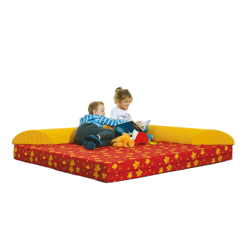 Kuschelecke Klappdreieck mit 2 halbrunden Rollen B/H/T: 160x15x160 cm, Bezug: Kunstleder schwer entflammbar